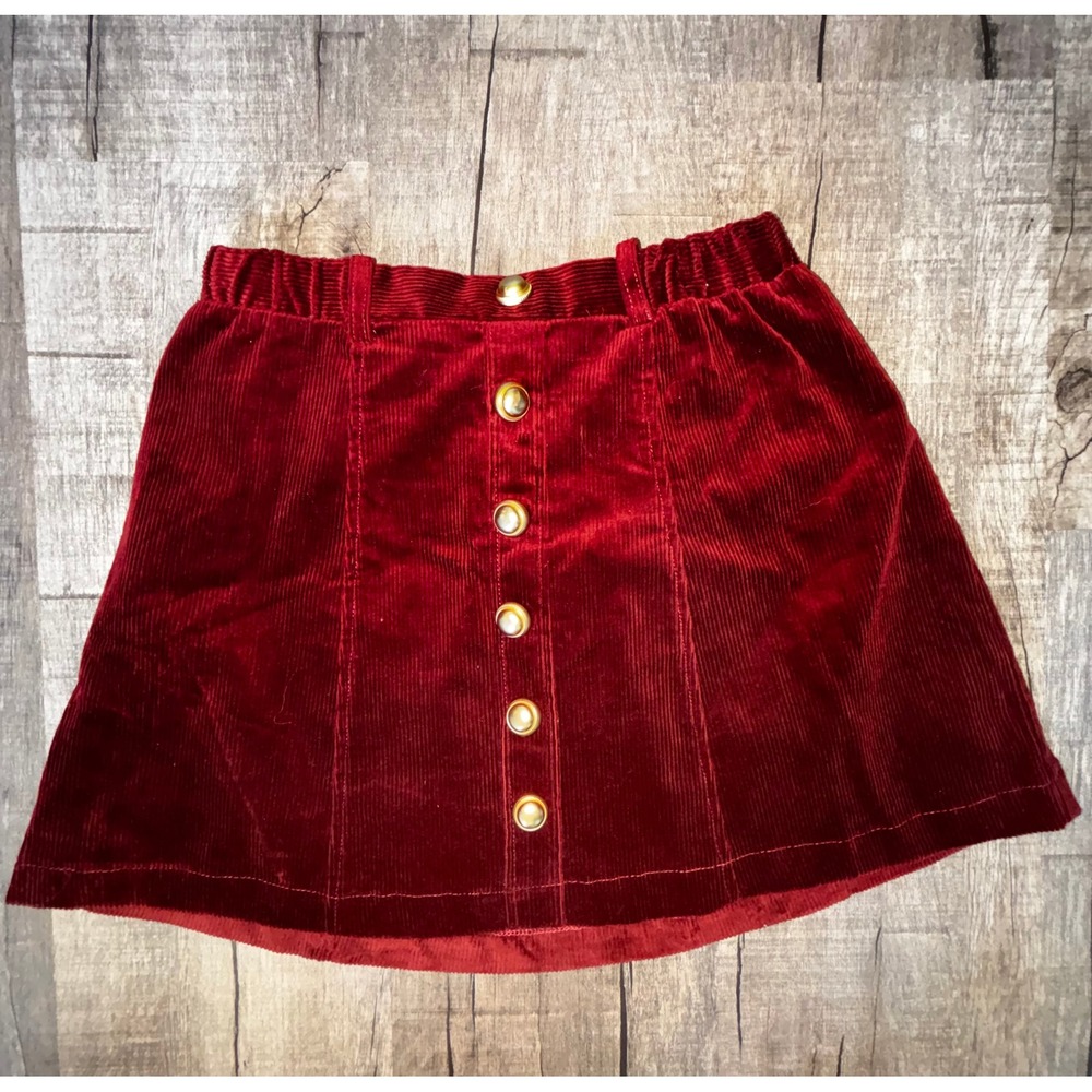A Loves A Girls Wine Red Corduroy Button Front Mini Skirt Size Medium NWT